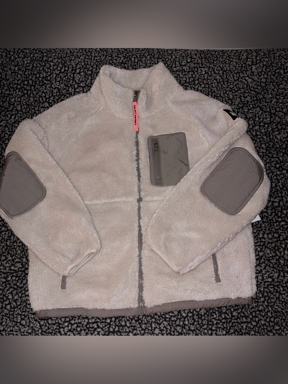 DKNY Sport off white fleece jacket M new with tags